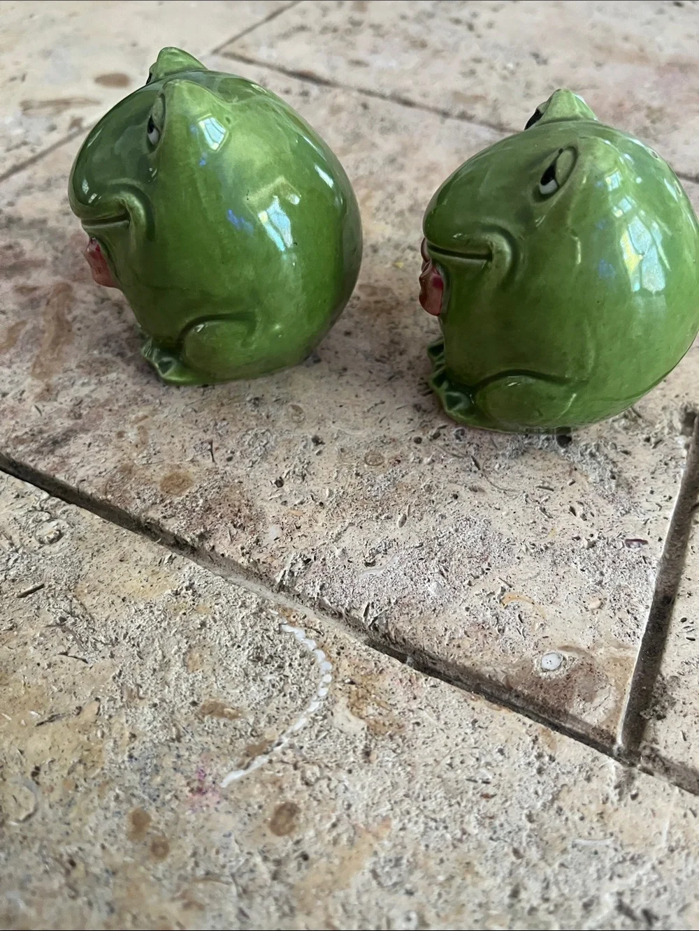 Green Ceramic Frog Salt and Pepper Shaker Set - Home Kitchen